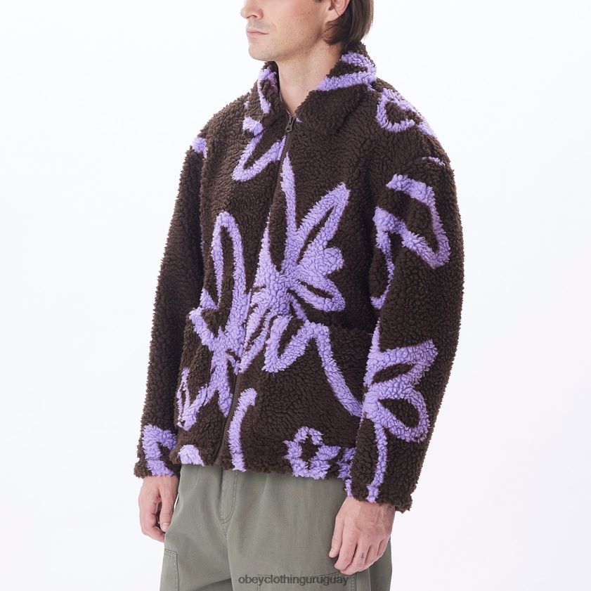 OBEY java marrón multi hombres porciones chaqueta sherpa 28XT8J828