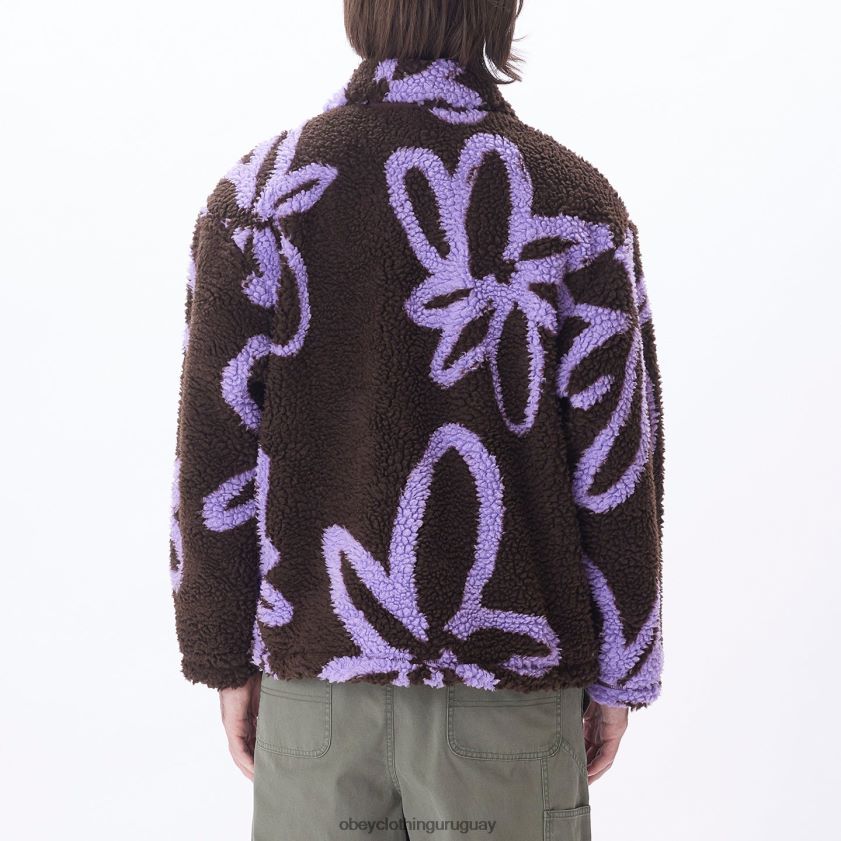 OBEY java marrón multi hombres porciones chaqueta sherpa 28XT8J828