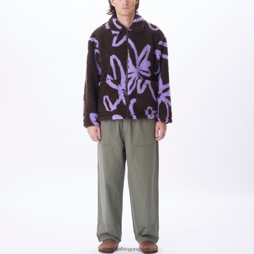 OBEY java marrón multi hombres porciones chaqueta sherpa 28XT8J828