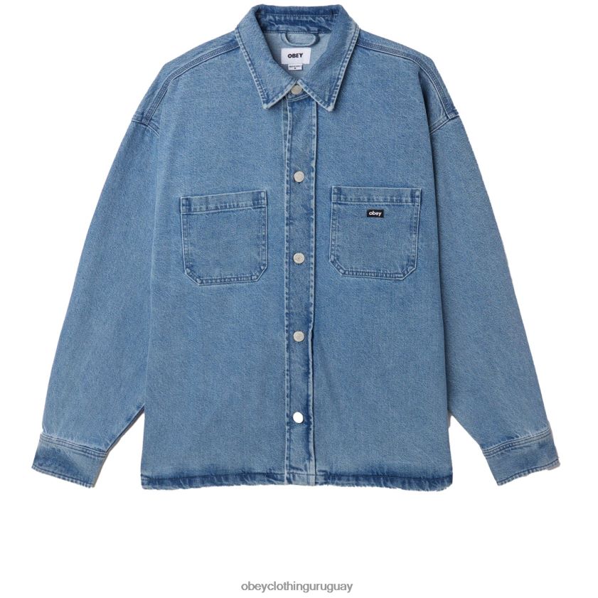 OBEY índigo claro hombres chaqueta estilo camisa milton 28XT8J754