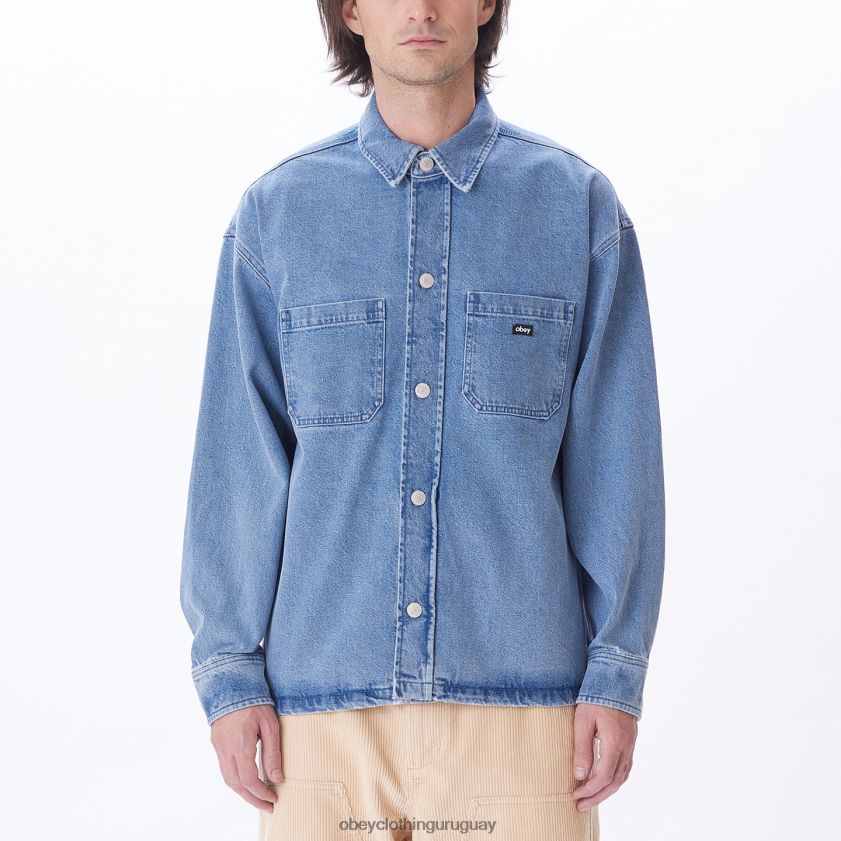 OBEY índigo claro hombres chaqueta estilo camisa milton 28XT8J754