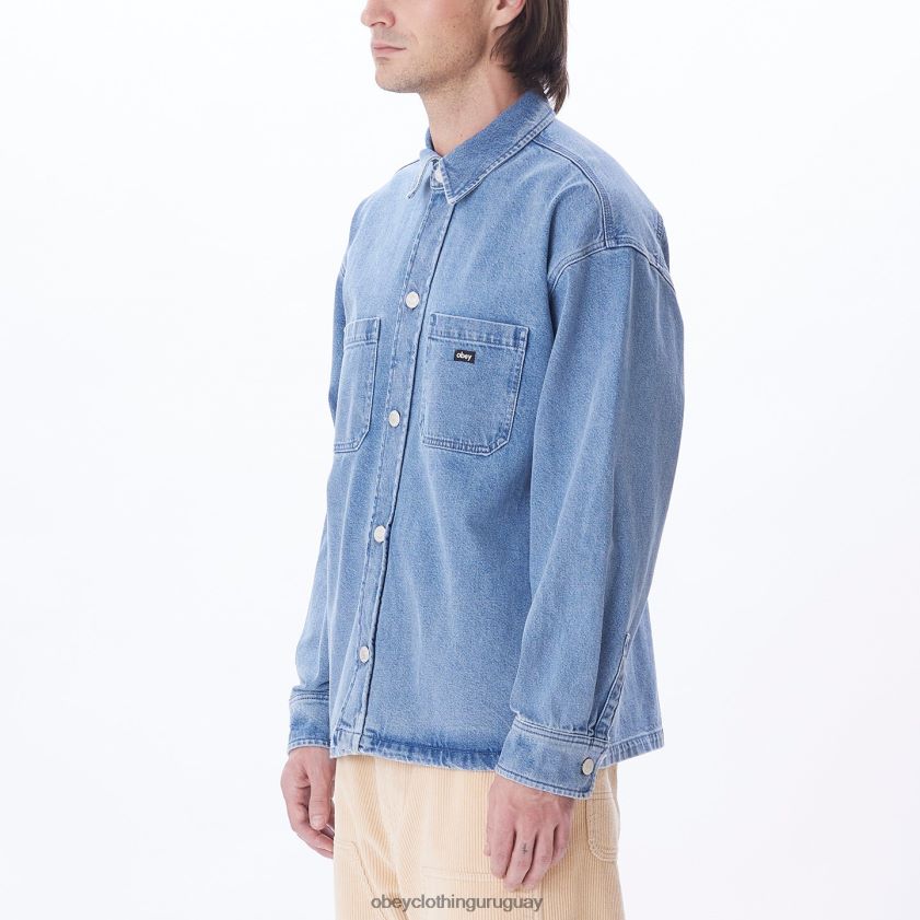 OBEY índigo claro hombres chaqueta estilo camisa milton 28XT8J754
