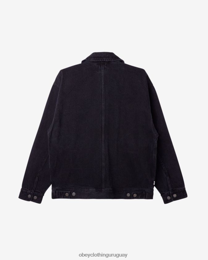 OBEY negro descolorido hombres chaqueta Easton 28XT8J250