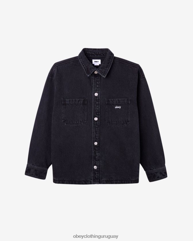 OBEY negro descolorido hombres chaqueta de camisa winston 28XT8J245