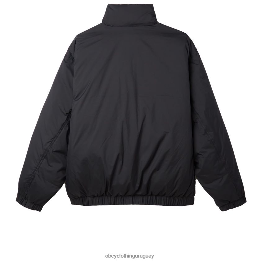 OBEY negro hombres anorak con cuello alto de estudio 28XT8J817