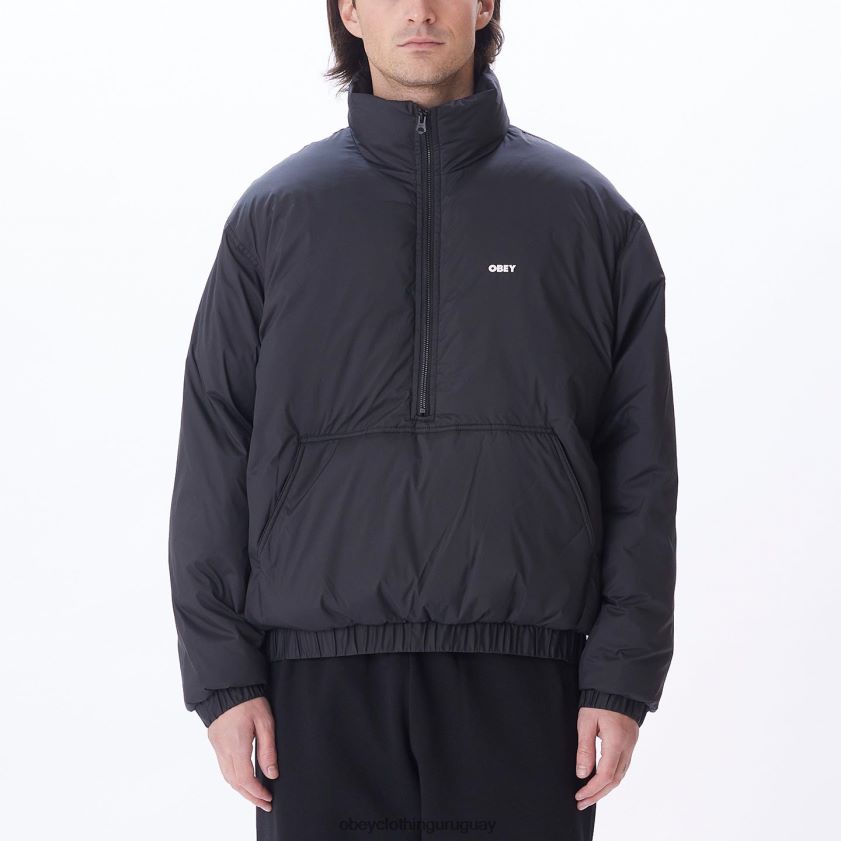 OBEY negro hombres anorak con cuello alto de estudio 28XT8J817