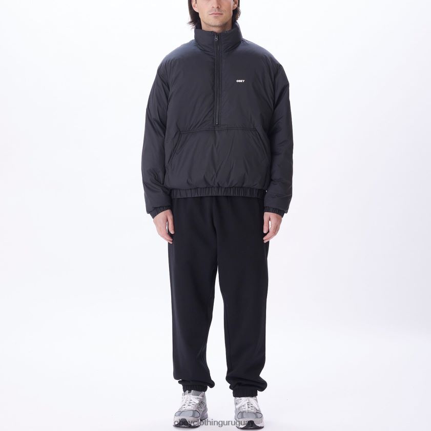 OBEY negro hombres anorak con cuello alto de estudio 28XT8J817