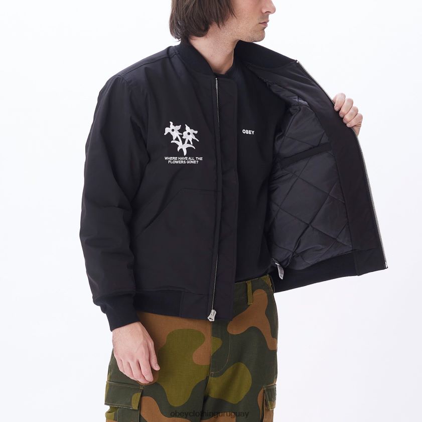 OBEY negro hombres chaqueta bomber autopista de peaje 28XT8J832