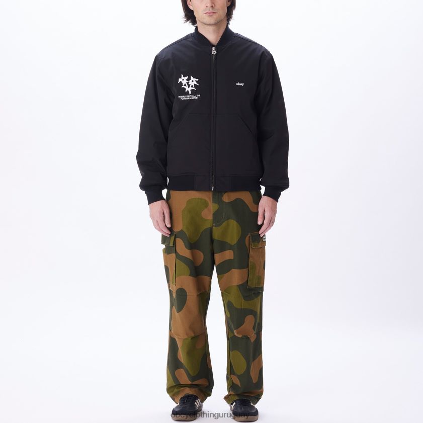 OBEY negro hombres chaqueta bomber autopista de peaje 28XT8J832