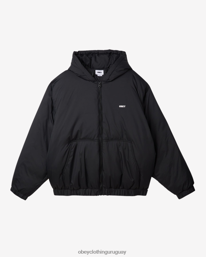 OBEY negro hombres chaqueta con capucha retirada 28XT8J815