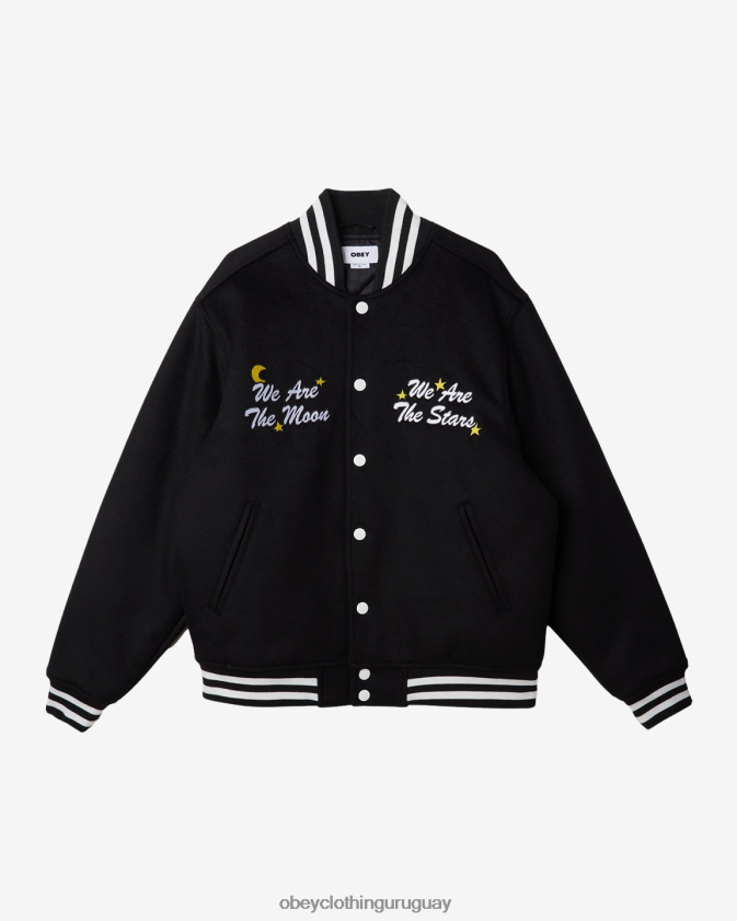OBEY negro hombres chaqueta universitaria mago 28XT8J813