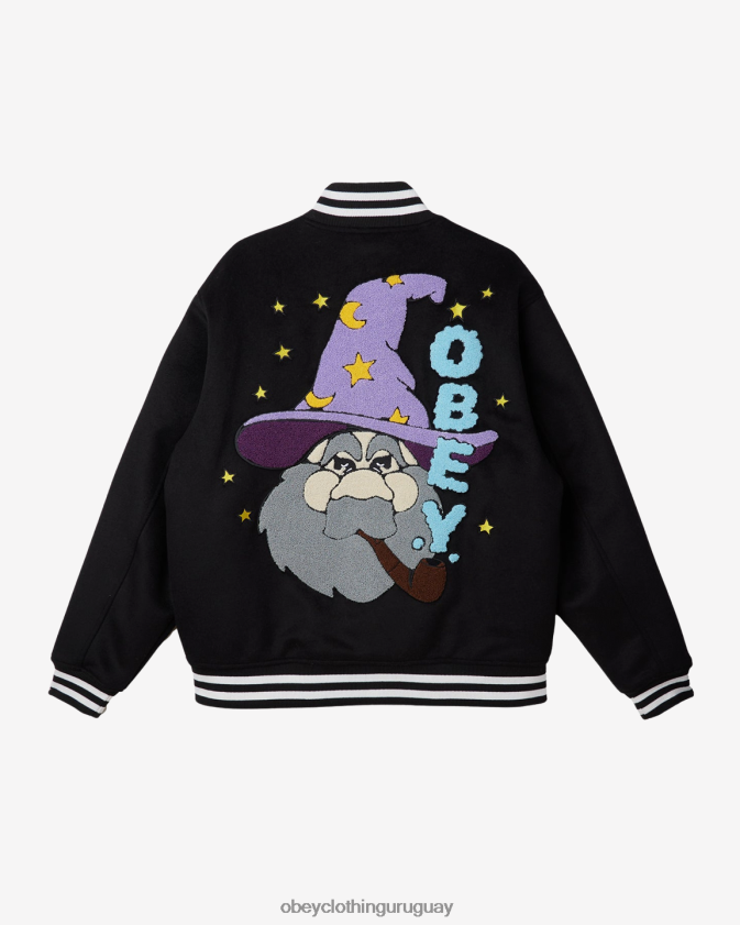 OBEY negro hombres chaqueta universitaria mago 28XT8J813