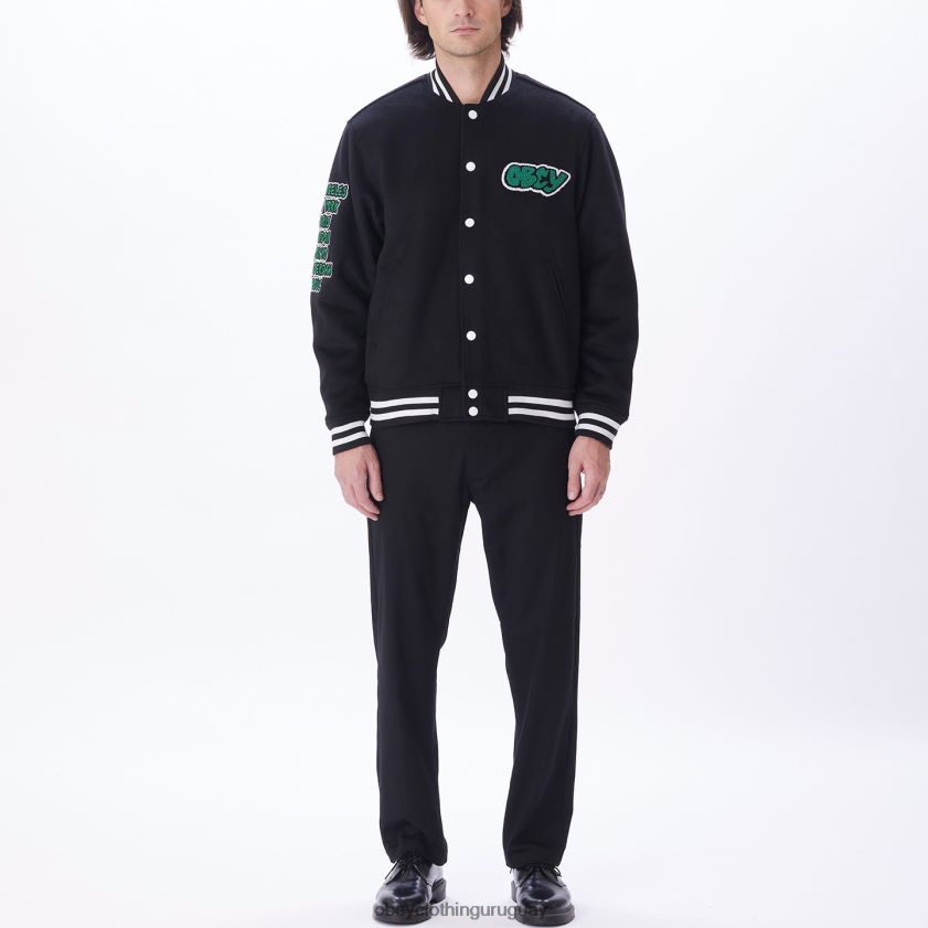 OBEY negro hombres chaqueta universitaria roll call 28XT8J811