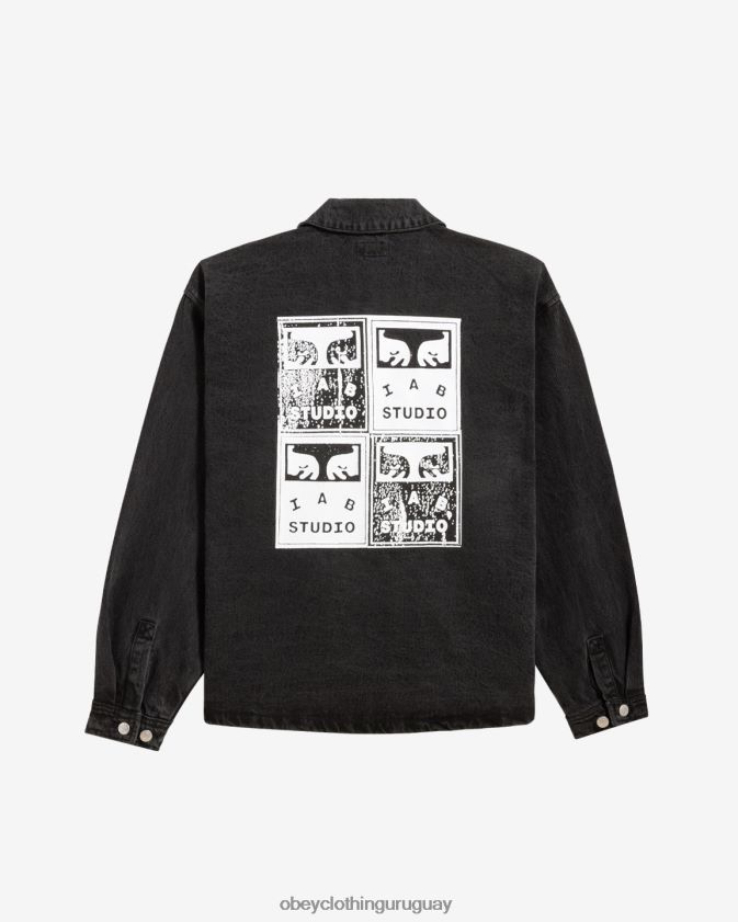OBEY negro polvoriento hombres chaqueta de camisa de pintores 28XT8J262