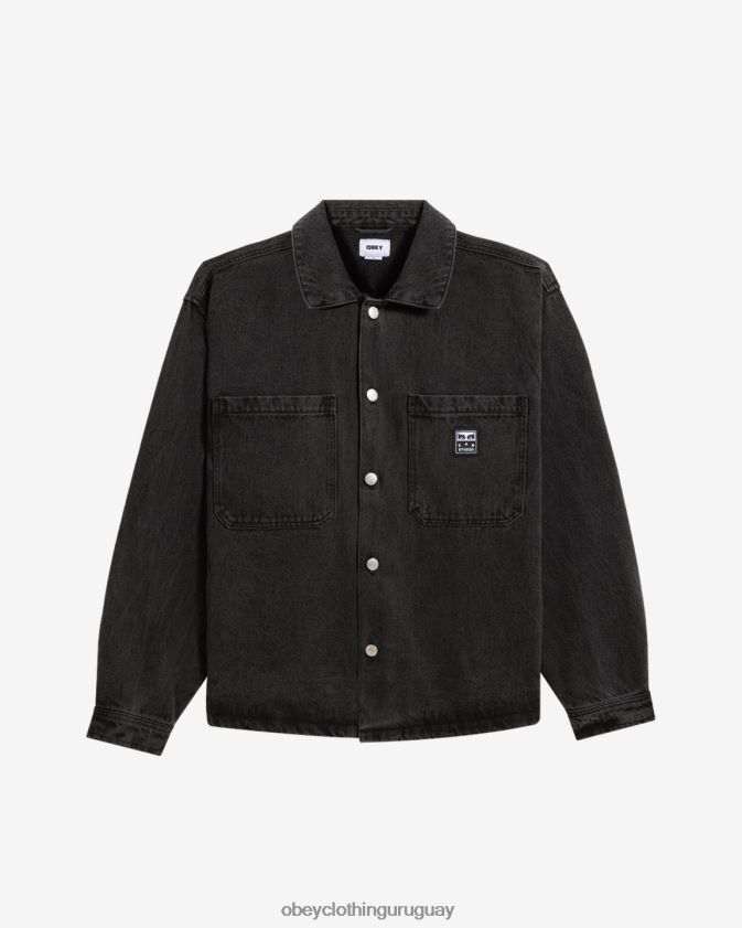 OBEY negro polvoriento hombres chaqueta de camisa de pintores 28XT8J262
