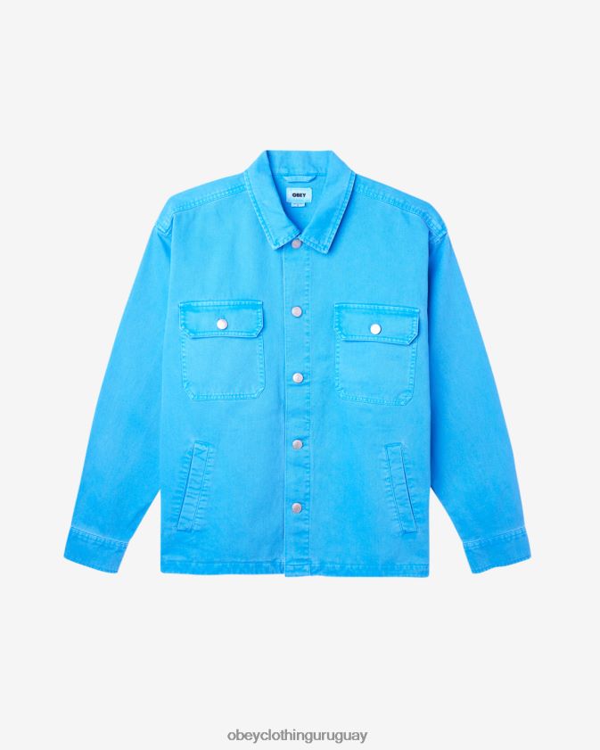 OBEY pigmento azul francés hombres chaqueta de camisa de división 28XT8J239