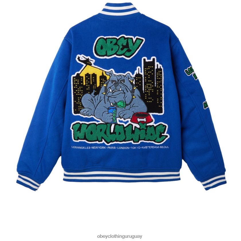 OBEY surf azul hombres chaqueta universitaria roll call 28XT8J812