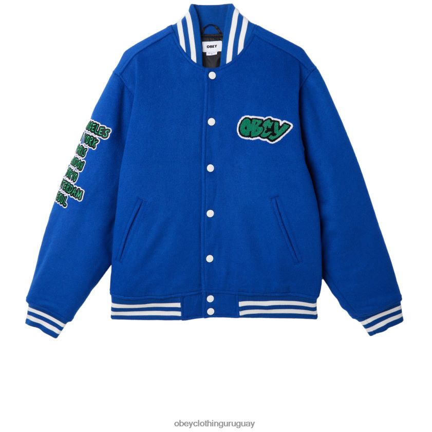 OBEY surf azul hombres chaqueta universitaria roll call 28XT8J812