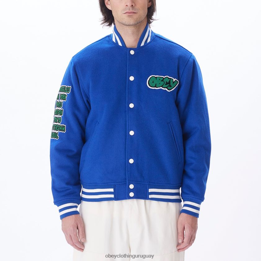 OBEY surf azul hombres chaqueta universitaria roll call 28XT8J812