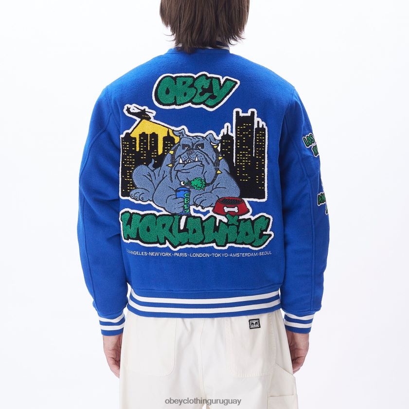 OBEY surf azul hombres chaqueta universitaria roll call 28XT8J812