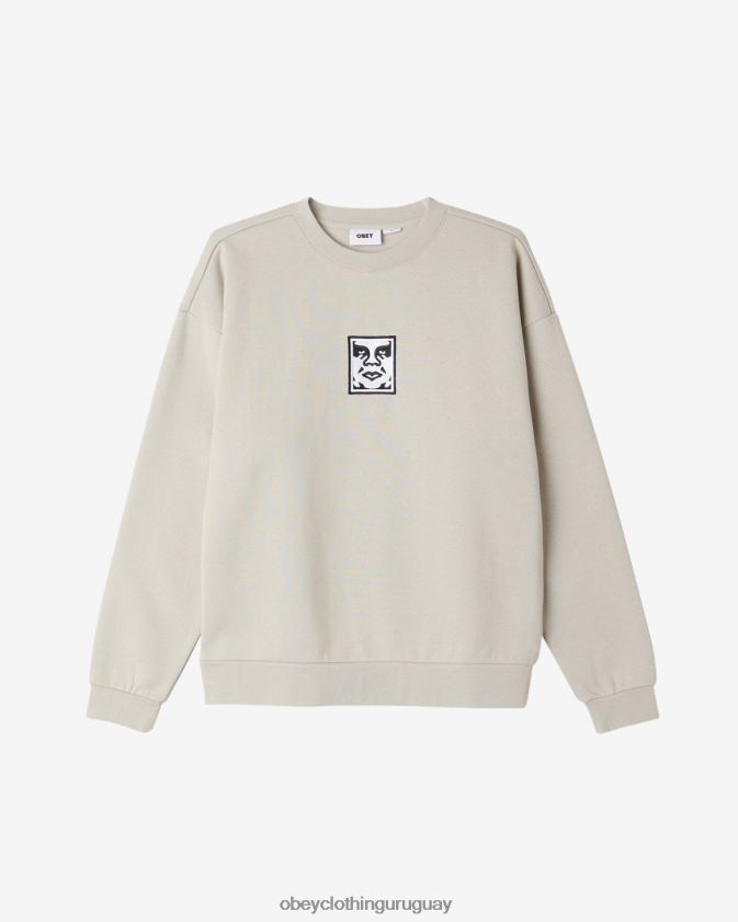 OBEY Gris plateado hombres sudadera icon extraheavy ii 28XT8J226
