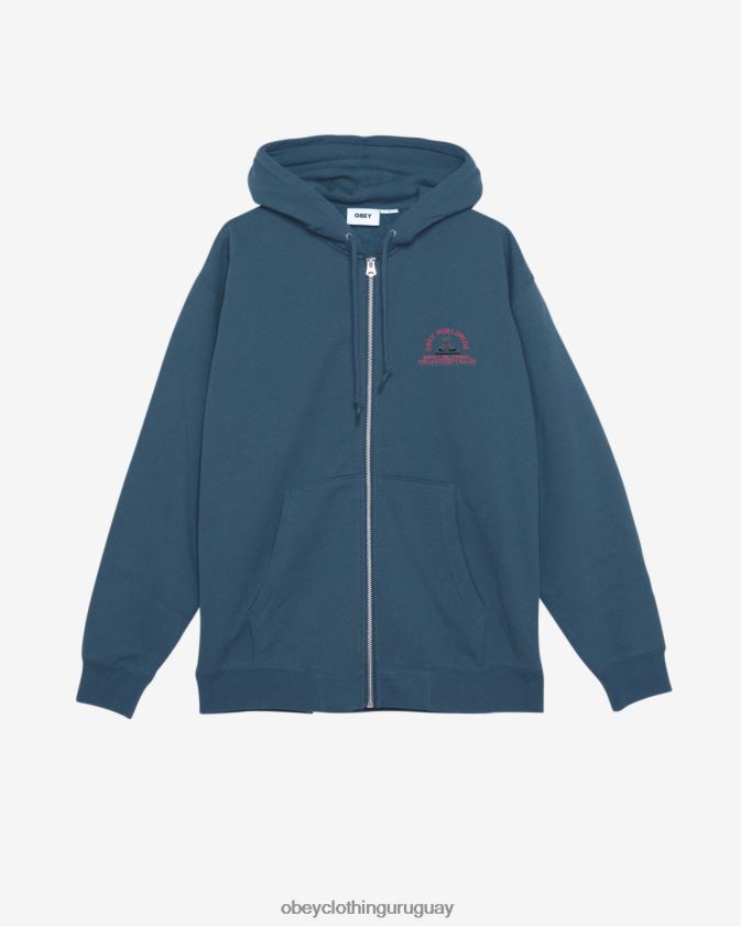 OBEY corona azul hombres capucha con cremallera pesada organizada caos 28XT8J160