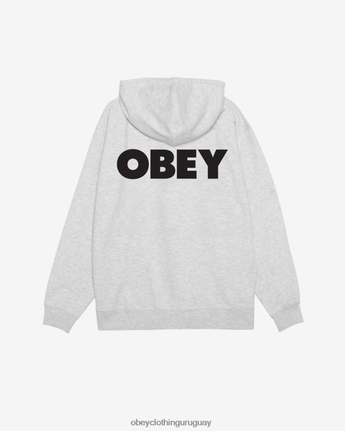 OBEY gris ceniza hombres capucha con cremallera pesada y llamativa 28XT8J170