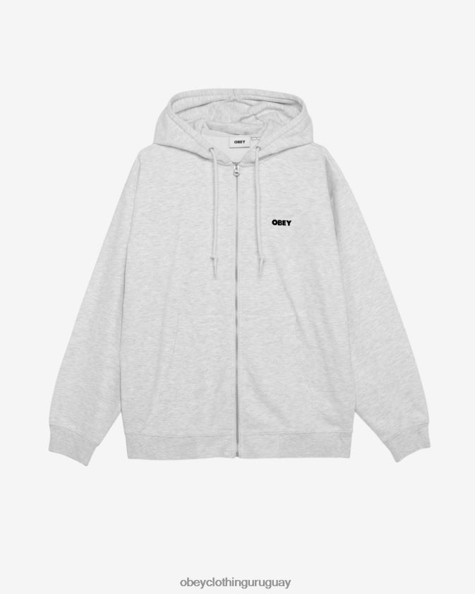 OBEY gris ceniza hombres capucha con cremallera pesada y llamativa 28XT8J170