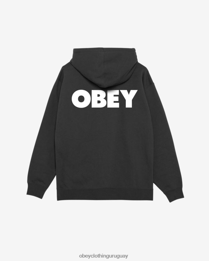 OBEY negro hombres capucha con cremallera pesada y llamativa 28XT8J171