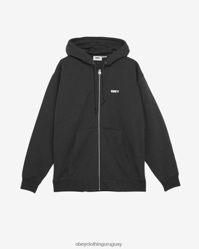 OBEY negro hombres capucha con cremallera pesada y llamativa 28XT8J171