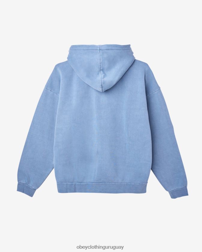 OBEY pigmento azul corona hombres capucha con cremallera pigmentada en minúsculas 28XT8J205