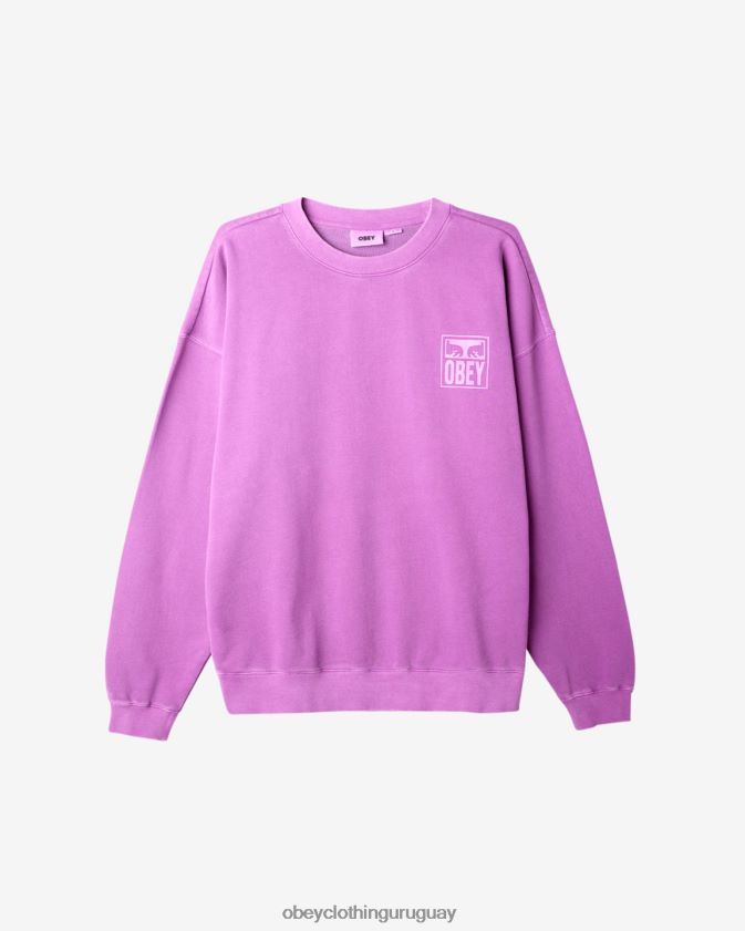 OBEY pigmento de zarzamora hombres icono de ojos cuello redondo extrapesado 28XT8J232