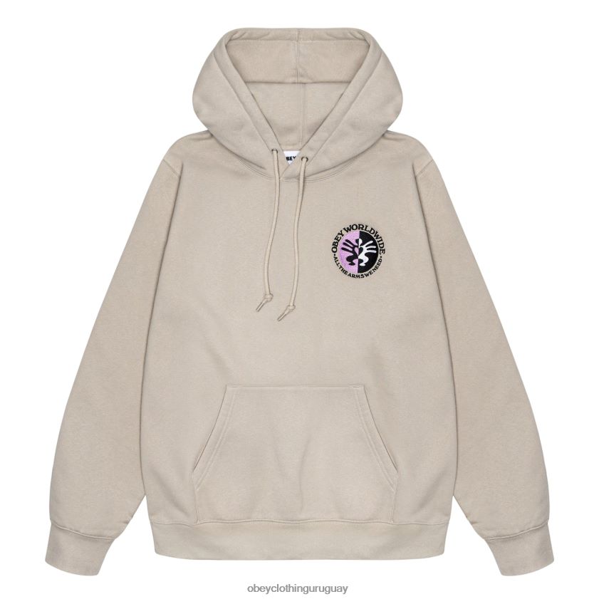 OBEY Gris plateado hombres capucha con todos los brazos 28XT8J1026