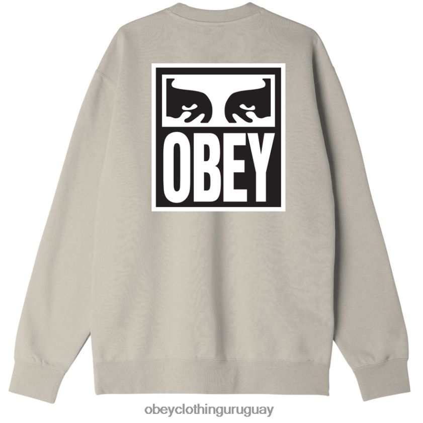 OBEY Gris plateado hombres icono de ojos cuello redondo premium 28XT8J1044