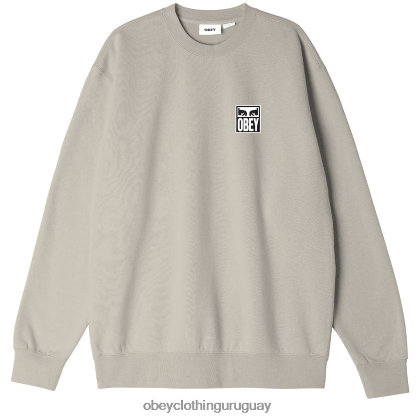 OBEY Gris plateado hombres icono de ojos cuello redondo premium 28XT8J1044