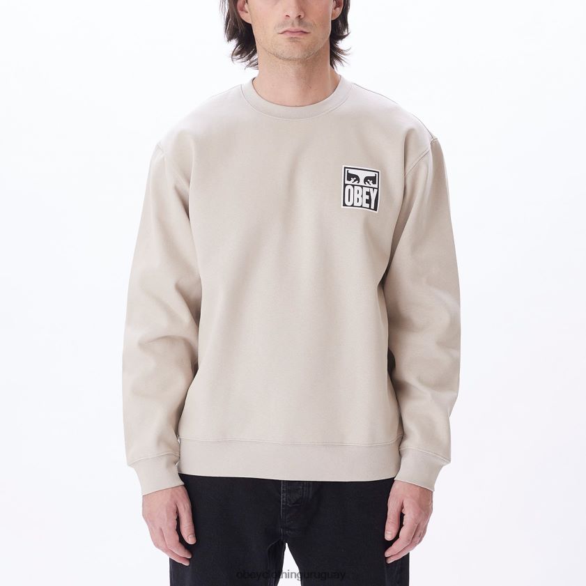 OBEY Gris plateado hombres icono de ojos cuello redondo premium 28XT8J1044