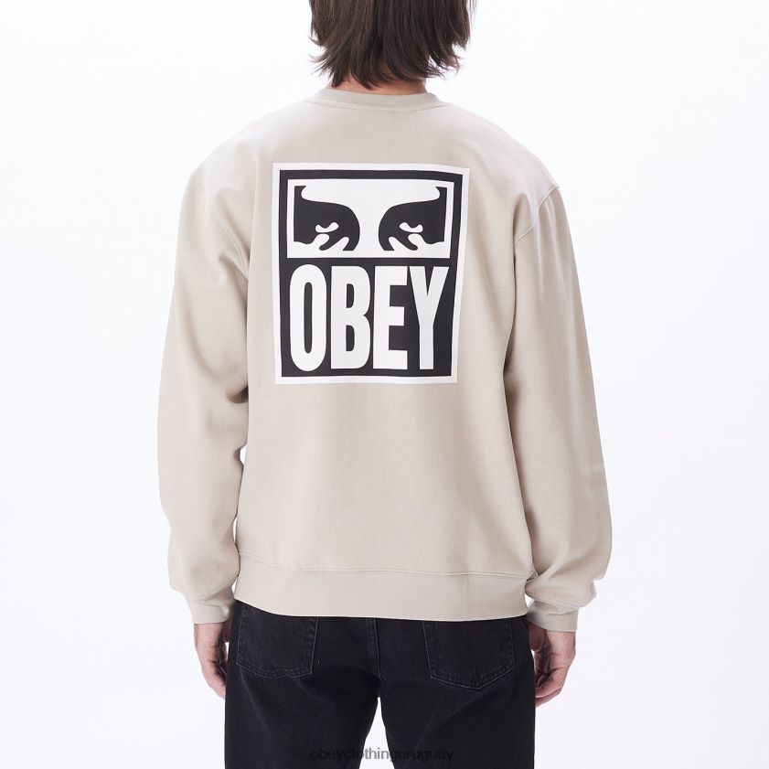 OBEY Gris plateado hombres icono de ojos cuello redondo premium 28XT8J1044