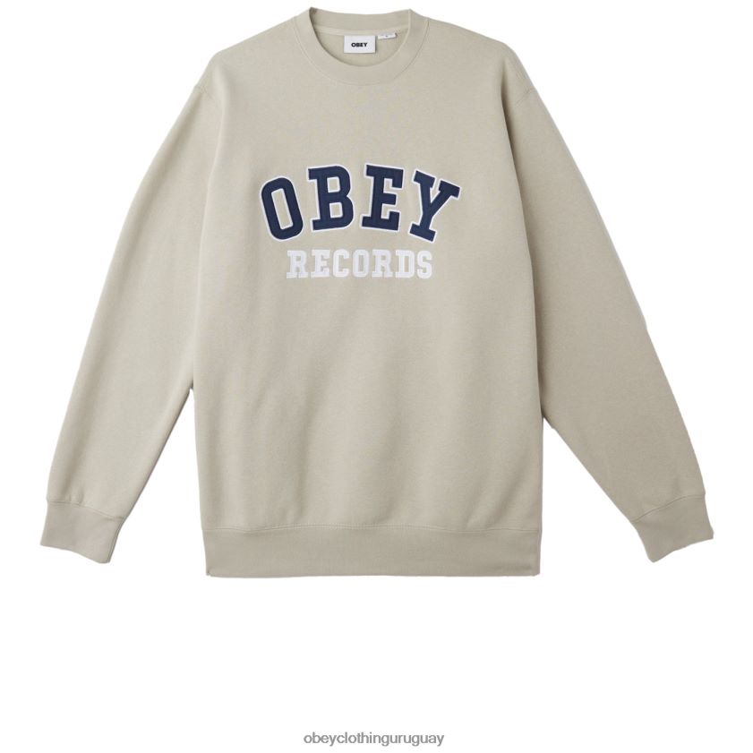 OBEY Gris plateado hombres registros de cuello redondo 28XT8J1052