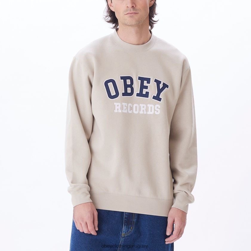 OBEY Gris plateado hombres registros de cuello redondo 28XT8J1052