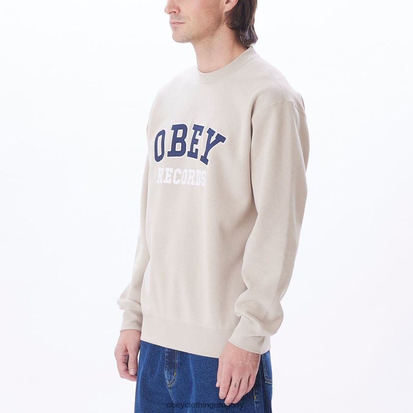 OBEY Gris plateado hombres registros de cuello redondo 28XT8J1052