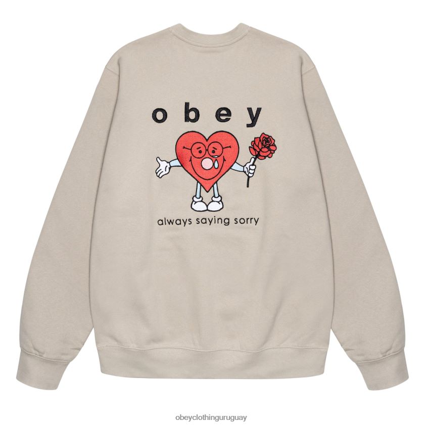 OBEY Gris plateado hombres siempre cuello redondo 28XT8J1045