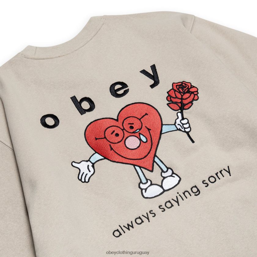 OBEY Gris plateado hombres siempre cuello redondo 28XT8J1045