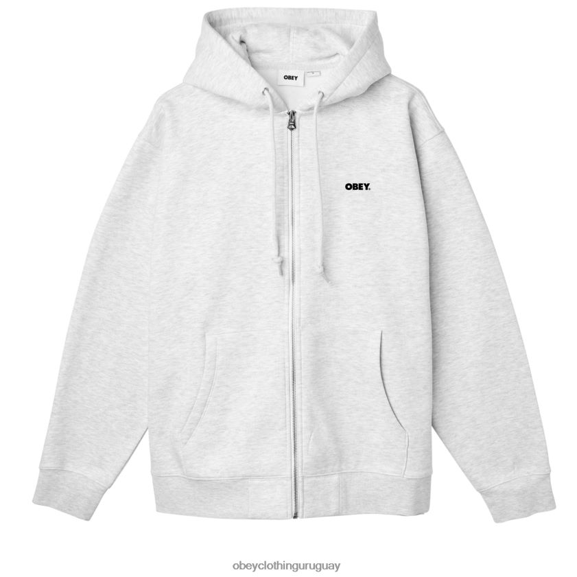 OBEY cuero gris hombres capucha con cremallera premium audaz 28XT8J987