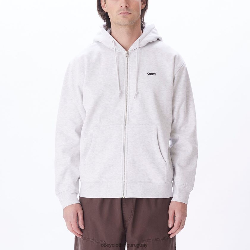 OBEY cuero gris hombres capucha con cremallera premium audaz 28XT8J987