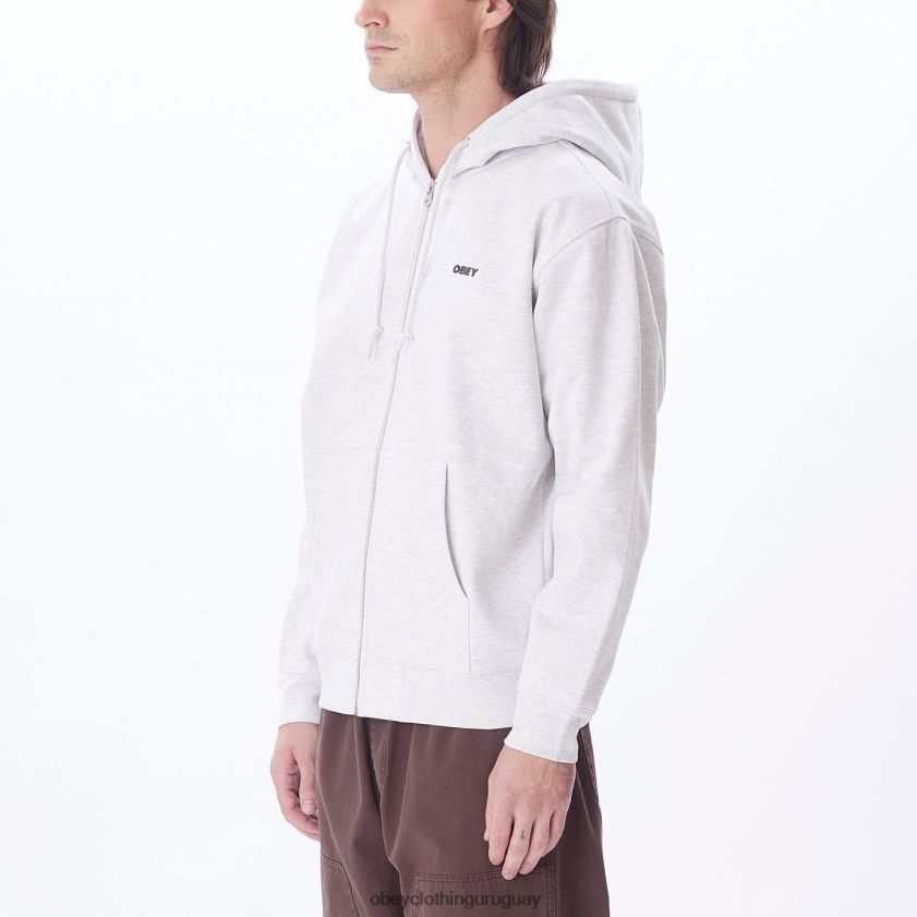 OBEY cuero gris hombres capucha con cremallera premium audaz 28XT8J987