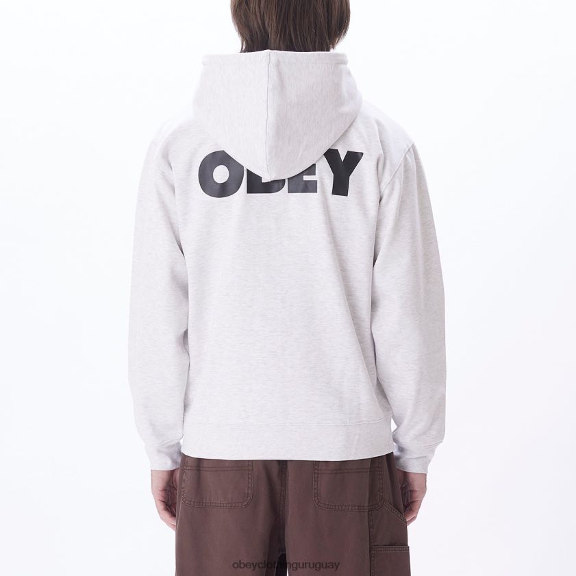 OBEY cuero gris hombres capucha con cremallera premium audaz 28XT8J987