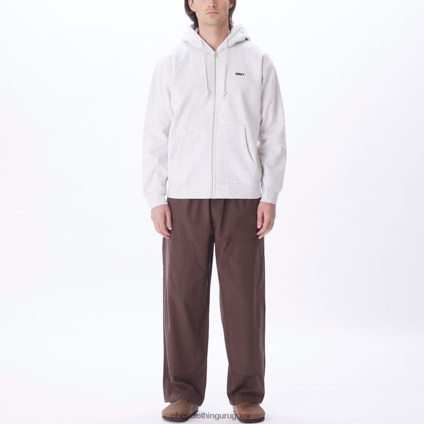OBEY cuero gris hombres capucha con cremallera premium audaz 28XT8J987