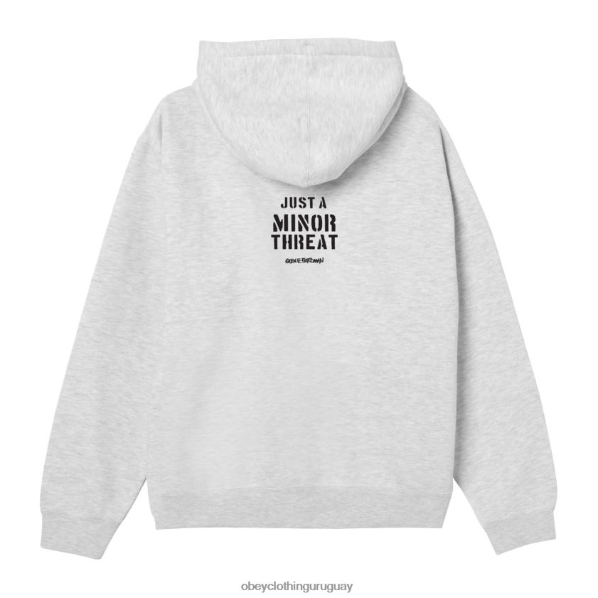 OBEY cuero gris hombres g.e.f x solo una amenaza menor sudadera con capucha 28XT8J1031