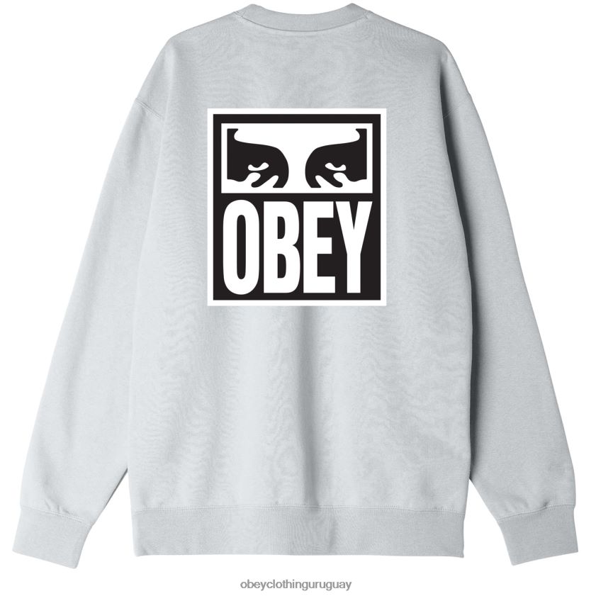 OBEY cuero gris hombres icono de ojos cuello redondo premium 28XT8J1043