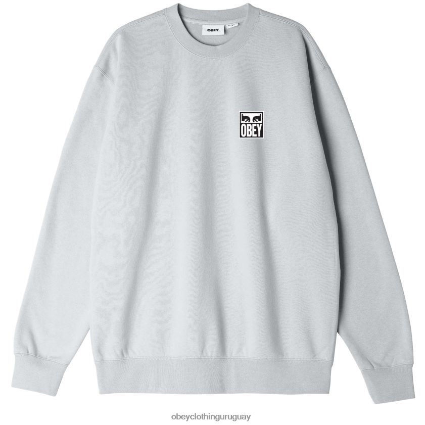 OBEY cuero gris hombres icono de ojos cuello redondo premium 28XT8J1043